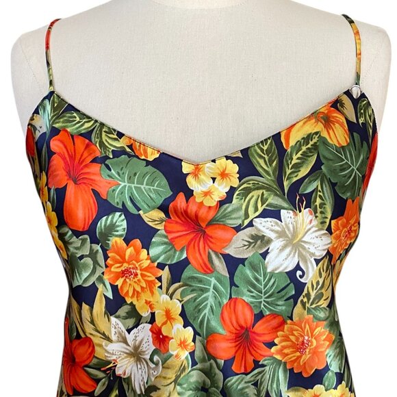 Michelle-Louise Tropical Floral Slip Dress Rainbow Island Vacation Resort Y2K-XL - Picture 2 of 11